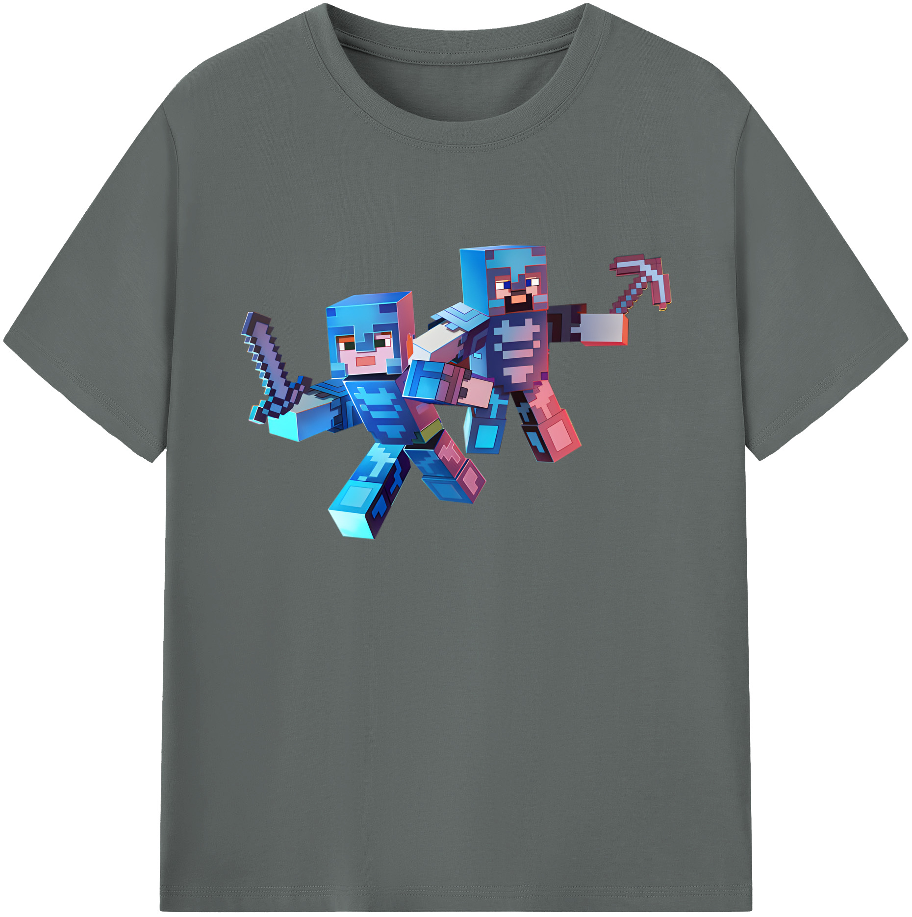 （画像用） マインクラフト ブロックの世界 Minecraft MC Block world 綿100％ メンズ半袖Tシャツ｜肌触りやわらか＆通気性